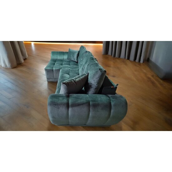 Colțar Palermo Tip 1 extensibil, ladă depozitare, stofă rezistentă, 300x150 cm, Gri picture - 8