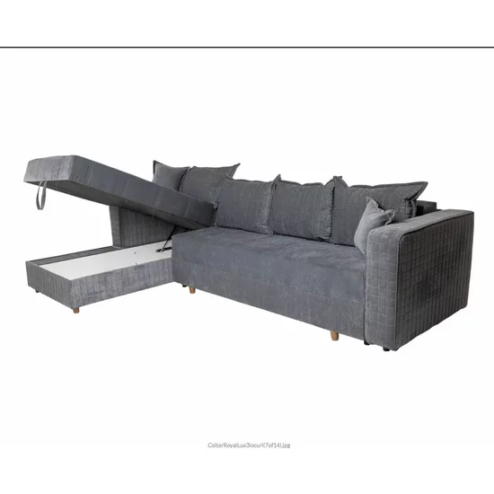 Colțar Royal, 3 locuri, culoare personalizabila - 305x195x85 cm, suprafață dormit 160x220 cm, extensibil cu ladă de depozitare, stofa matlasată Lux, arcuri bonell picture - 4