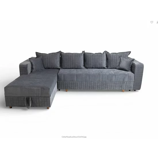 Colțar Royal, 3 locuri, culoare personalizabila - 305x195x85 cm, suprafață dormit 160x220 cm, extensibil cu ladă de depozitare, stofa matlasată Lux, arcuri bonell picture - 5