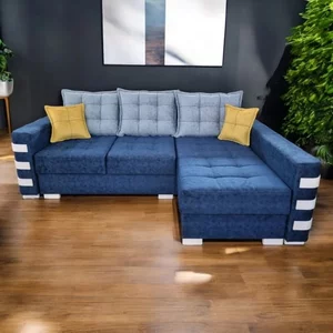 Colțar Oslo Tip 1 extensibil, cu ladă de depozitare, tapițerie stofă, saltea cu memorie, structură din lemn fag, 240x165 cm