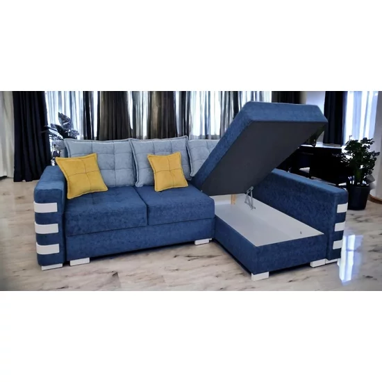 Colțar Oslo Tip 1 extensibil, cu ladă de depozitare, tapițerie stofă, saltea cu memorie, structură din lemn fag, 240x165 cm picture - 4