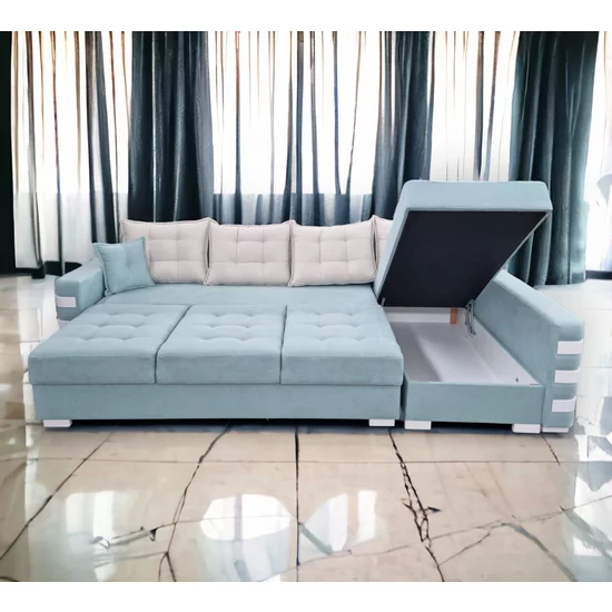 Colțar Oslo Tip 2 extensibil, cu ladă de depozitare și saltea cu memorie, 316x165 cm picture - 5