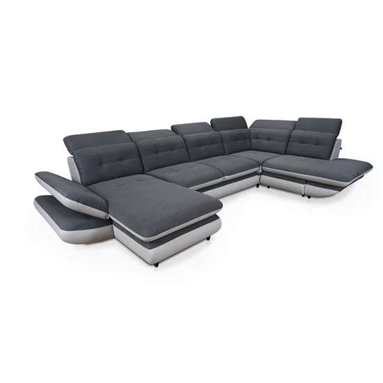 Colțar Stratus U extensibil, tetiere rabatabile, ladă depozitare, arcuri sinusoidale, 397x234x181 cm, gri picture - 5