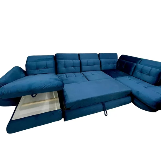 Colțar Stratus U extensibil, tetiere rabatabile, ladă depozitare, arcuri sinusoidale, 397x234x181 cm, gri picture - 8