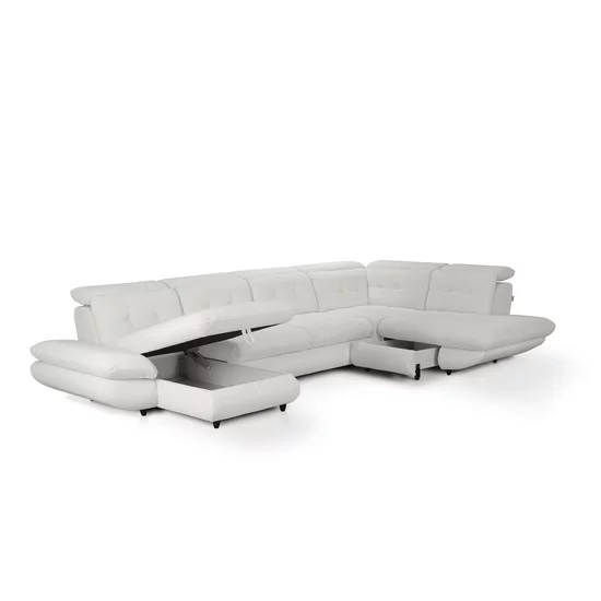 Colțar Strategos U extensibil, culoare personalizabila - 397x234x181 cm, tetiere rabatabile, ladă depozitare, arcuri sinusoidale picture - 4