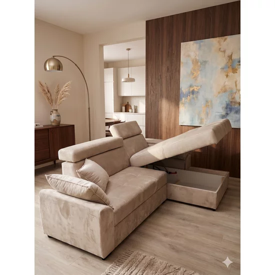 Coltar Tessa 2 locuri, extensibil - 266x165 cm, suprafata de dormit - 125x200 cm, culoare personalizabila picture - 2