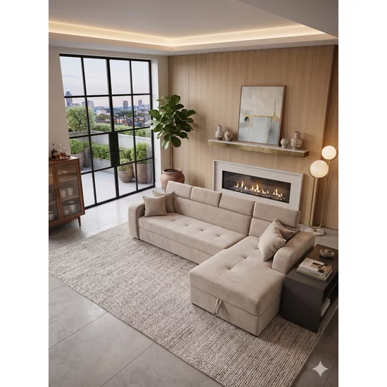 Coltar Tessa 3 locuri, extensibil - 320X165 cm, suprafata de dormit - 130x270 cm, culoare personalizabila picture - 2
