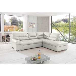 Colțar Verona, extensibil cu ladă depozitare, tetiere reglabile, ramă din lemn și arc sinusoidal, 268x216 cm, culoare personalizată