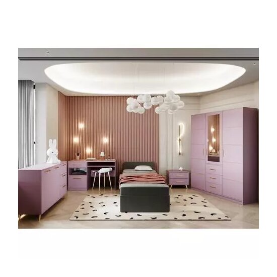 Comodă Bali 2, 2 uși și 3 sertare, design modern, PAL melaminat, 140x41x86 cm, roz picture - 3