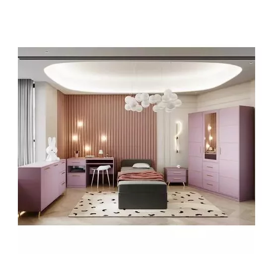 Comodă Bali 2, 2 uși și 3 sertare, design modern, PAL melaminat, 140x41x86 cm, roz picture - 3