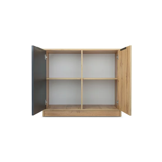 Comodă Bali Lux D2 cu 2 uși, finisaj mat și stil modern, 94x41x82 cm, negru picture - 2