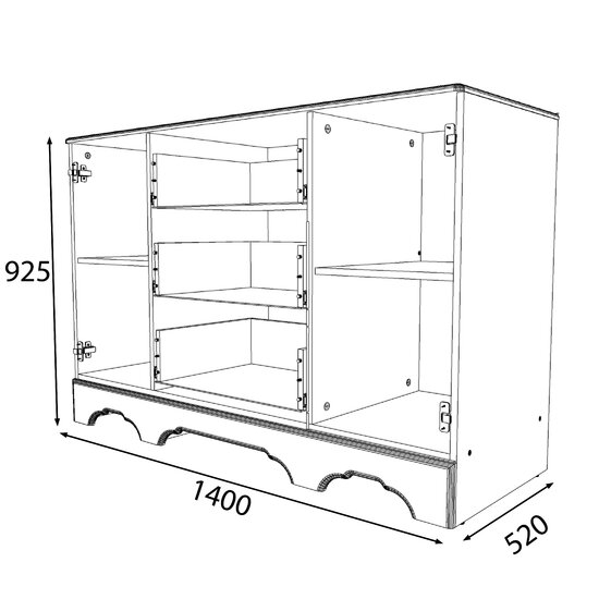 Comoda Boston 2D3S 140x52x92.5 cm Yvory picture - 2
