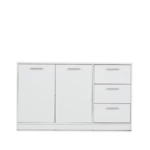 Comodă Brema cu 3 uși și 2 sertare, finisaj mat și spațiu generos, 138x41x81 cm, alb