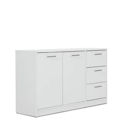 Comodă Brema cu 3 uși și 2 sertare, finisaj mat și spațiu generos, 138x41x81 cm, alb picture - 2