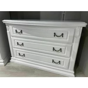 Comodă Diana, cu 3 sertare spațioase, design elegant, material lemn masiv și MDF, 118x78x55 cm, alb