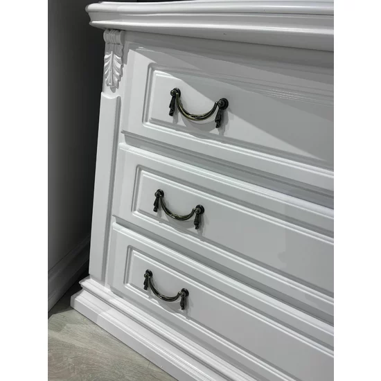 Comodă Diana, cu 3 sertare spațioase, design elegant, material lemn masiv și MDF, 118x78x55 cm, alb picture - 3