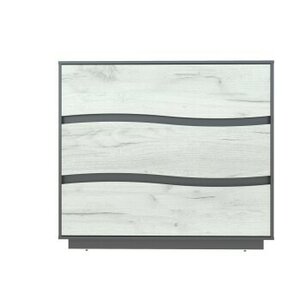 Comoda GENEVA 3s 120x50x106.5 cm Gri Grafit si Stejar Craft Alb