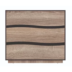 Comodă Geneva 3S, design modern cu sertare spațioase, PAL melaminat, 120x50x106,5 cm, Sonoma Trufa/Wenge