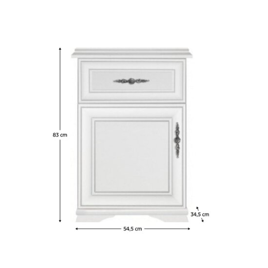 Comodă Idento KOM1D1SL, design clasic cu sertare și ușă laterală, PAL și MDF, 54,5x34,5x83 cm, alb alpin picture - 2