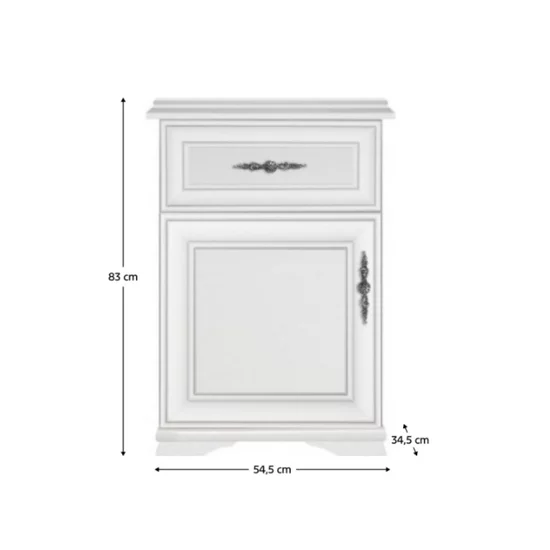 Comodă Idento KOM1D1SL, design clasic cu sertare și ușă laterală, PAL și MDF, 54,5x34,5x83 cm, alb alpin picture - 2