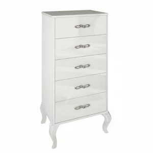 Comodă Înaltă Imperia, 5 Sertare, PAL Melaminat, 55x45x117.2 cm, Alb