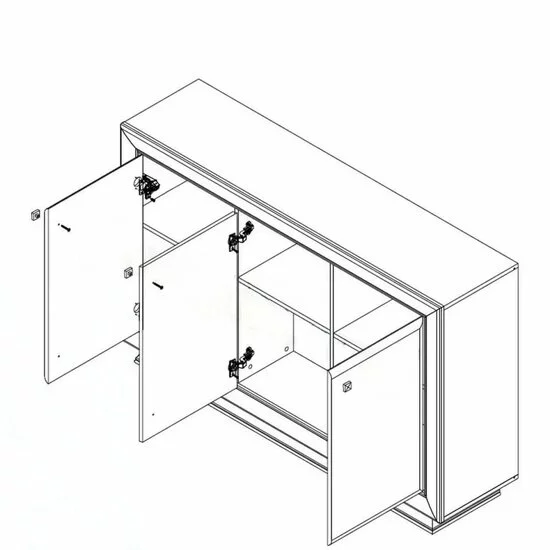 Comoda Largo KOM 3D cu trei dulapuri 151,5x38x96 cm h culoare cashmire picture - 3