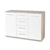 Comodă Lima KM-4, design modern, PAL laminat lucios, 116x40x82 cm, alb-Sonoma picture - 1