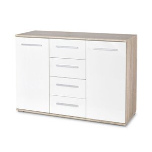 Comoda Lima km 4 116x40x82 cm Alb-Sonoma