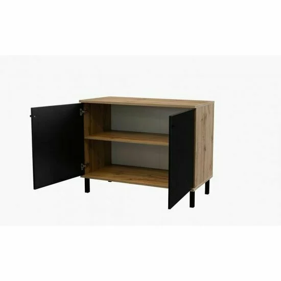 Comodă London 2D, 2 uși elegante, structură rezistentă, PAL melaminat, 100x45x85 cm, negru picture - 2