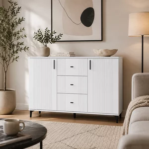 Comodă Loran 2D3S - cu 2 Uși și 3 Sertare,  140x95.5x4.45 cm
