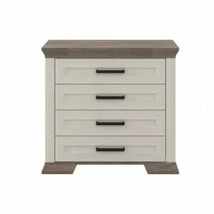 Comodă Marsel KOM4S, 4 sertare spațioase, MDF și PAL, 98x45x90 cm, alb frasin