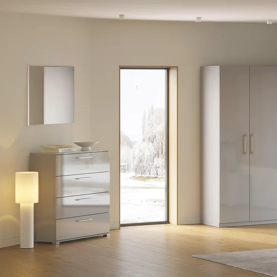 Comodă Megy 4S, cu 4 sertare încăpătoare, finisaj gri lucios, 106.1x100x40 cm picture - 3