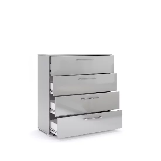 Comodă Megy 4S, cu 4 sertare încăpătoare, finisaj gri lucios, 106.1x100x40 cm picture - 2