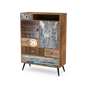 Comodă Mezo KM4, stil vintage, PAL laminat, 100x29x140 cm, multicolor