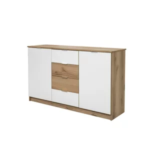 Comodă Panama, cu rafturi generoase și finisaj natural, PAL melaminat, 130x82x45 cm, Alb