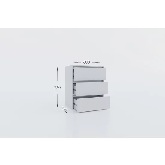 Comodă cu sertare Idea Artisan, design compact, 3 sertare, PAL melaminat + MDF, 76x60x42 cm, personalizabil picture - 6