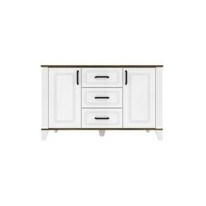 Comoda Skandi 2D3S 140x53x83.5 cm Alb / Stejar Burbon