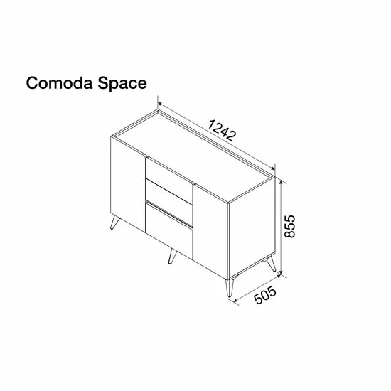 Comodă Space -  alb - 110.2x48x87.3 cm,  modernă, PAL melaminat, 4 sertare și 2 dulapuri picture - 2