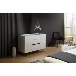 Comodă Space -  alb - 110.2x48x87.3 cm,  modernă, PAL melaminat, 4 sertare și 2 dulapuri