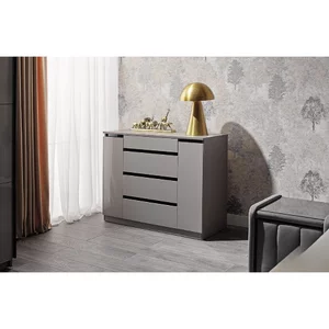 Comodă Space, design elegant, PAL melaminat, spațiu depozitare, 110.2x48x87.3 cm, gri