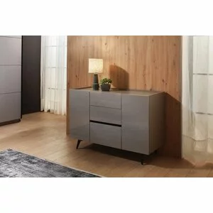 Comodă Space - gri - 110.2x48x87.3 cm, design elegant, PAL melaminat, spațiu depozitare