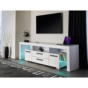 Comodă TV City, design contemporan, PAL melaminat, spațiu generos, 200x60x43 cm, alb