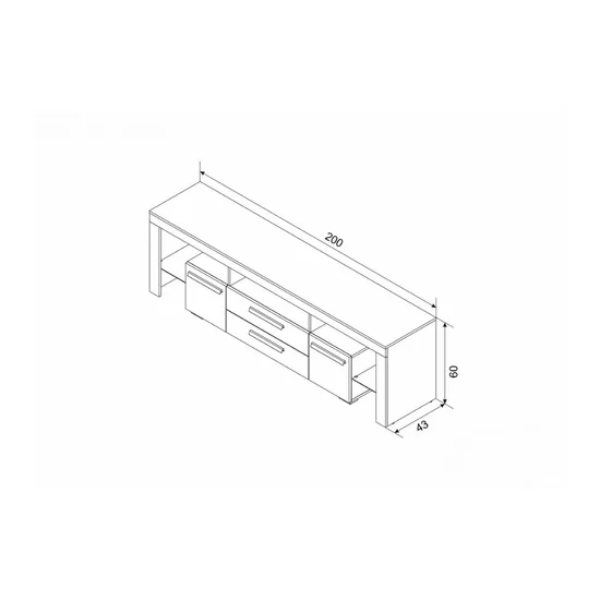 Comodă TV City - alb - 200x60x43 cm, design contemporan, PAL melaminat, spațiu generos picture - 2
