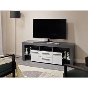 Comodă TV City - gri - 200x60x43 cm, design contemporan, PAL melaminat, spațiu generos