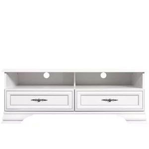Comodă TV Idento RTV2S, 2 sertare și spațiu deschis, MDF și PAL laminat, 124.5x53.5x47 cm, alb alpin