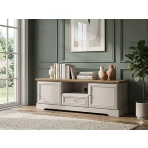 Comoda TV Kora 2D 1DR, cashmere - 157x46x58 cm, MDF si PAL melaminat de inalta calitate