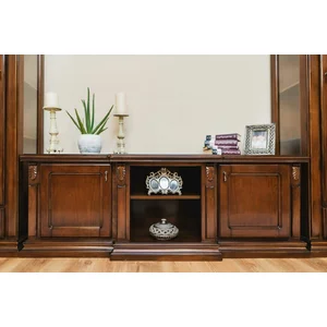 Comodă TV Plasma Diana, design clasic, masiv fag + panel + MDF furniruit nuc, 172x48x60 cm, finisaj la alegere