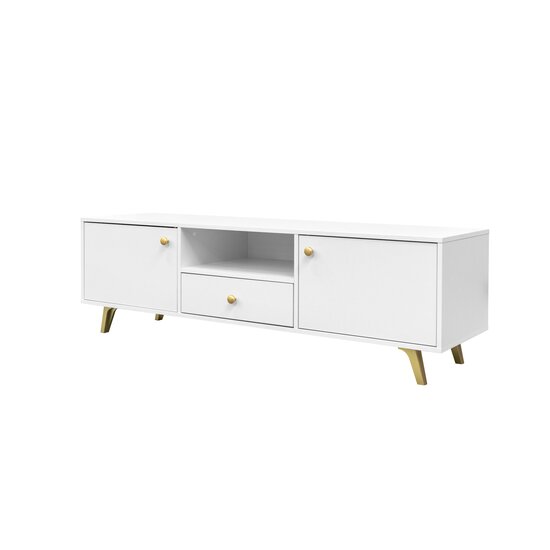 Comodă TV Siena, structură joasă pentru echipamente media, PAL melaminat, 160x41x47.5 cm, Alb picture - 2