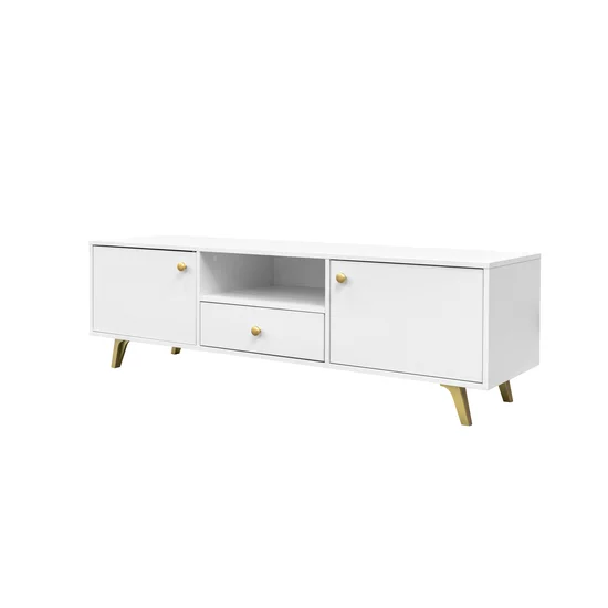 Comodă TV Siena, structură joasă pentru echipamente media, PAL melaminat, 160x41x47.5 cm, Alb picture - 2