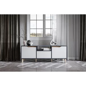 Comodă TV Wood, spațiu media + depozitare, structură PAL melaminat, 160x60x40 cm, personalizabil